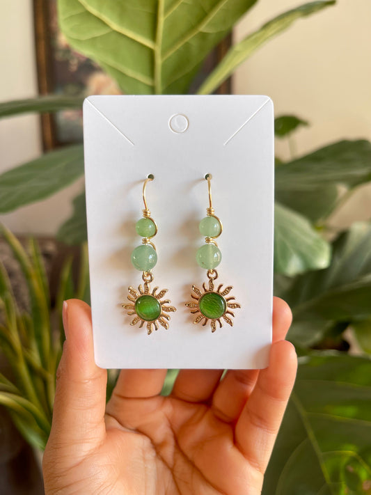Green Aventurine Sun Earrings