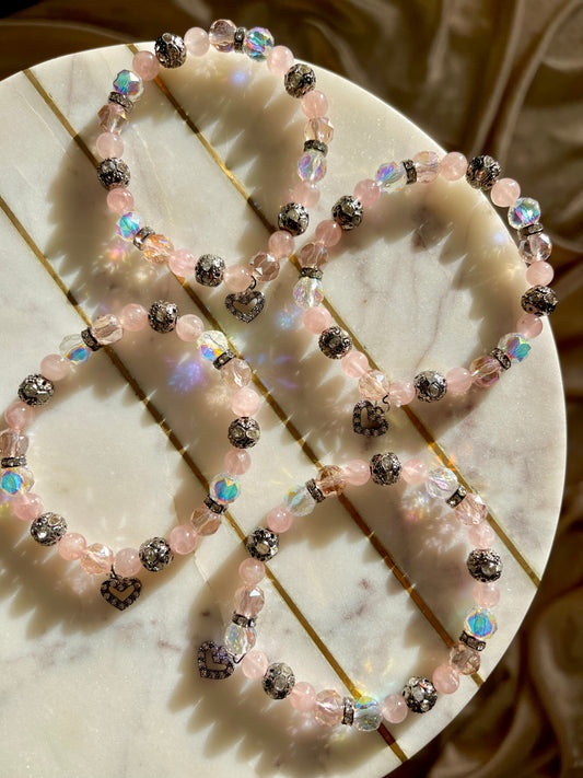 Rose Quartz Heart Bracelet