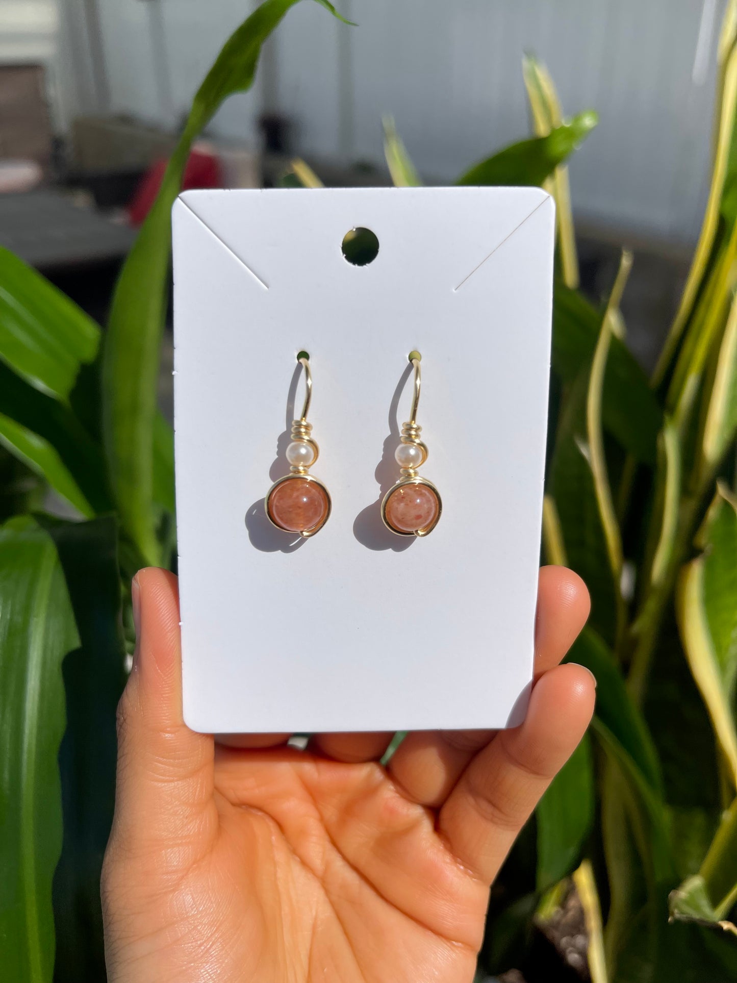 Sunstone Pearl Earrings