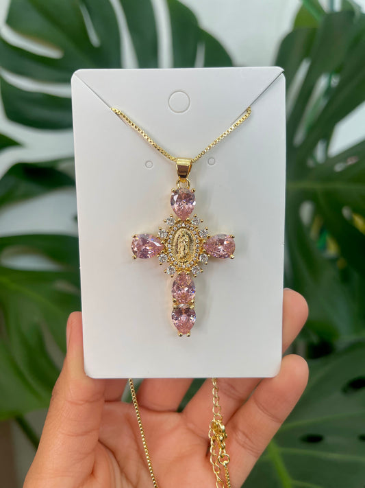 Pink Virgin Mary Cross