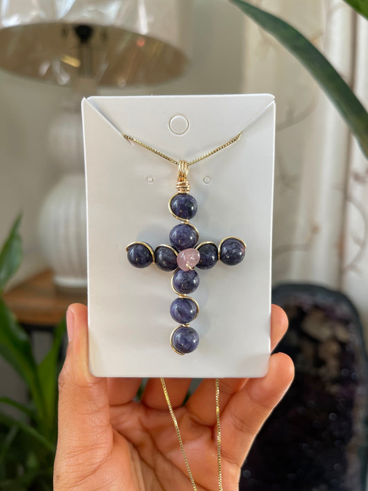 Charoite Cross Necklace