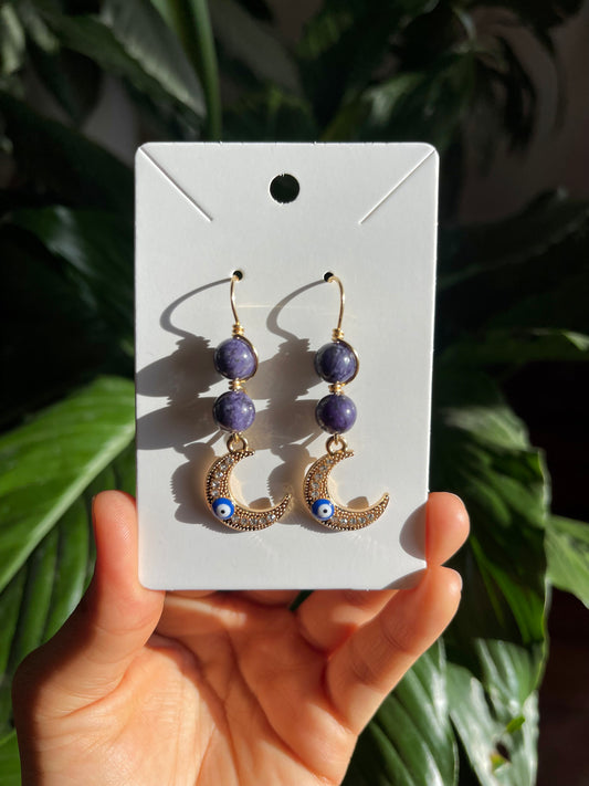 Charoite Evil Eye Earrings