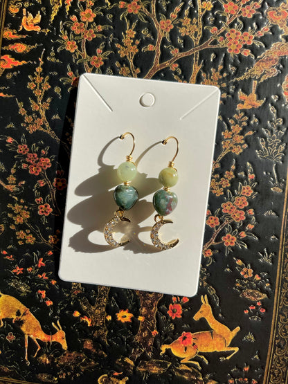 Ocean Jasper Moon Earrings