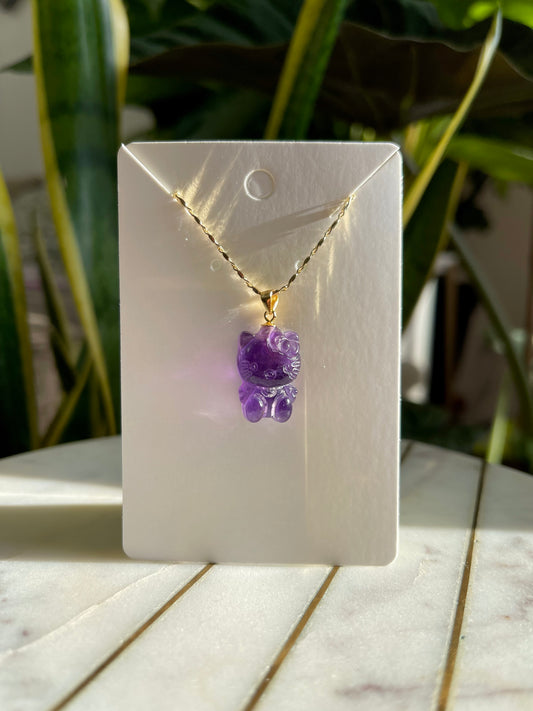 Amethyst Hello Kitty Necklace