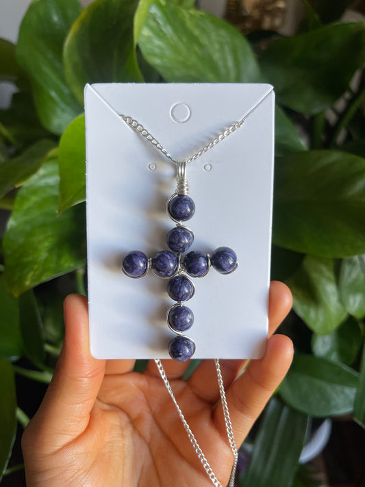 Charoite Cross Necklace