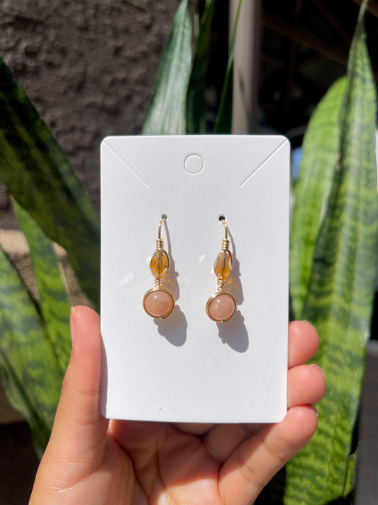Peach Moonstone Teardrop Earrings