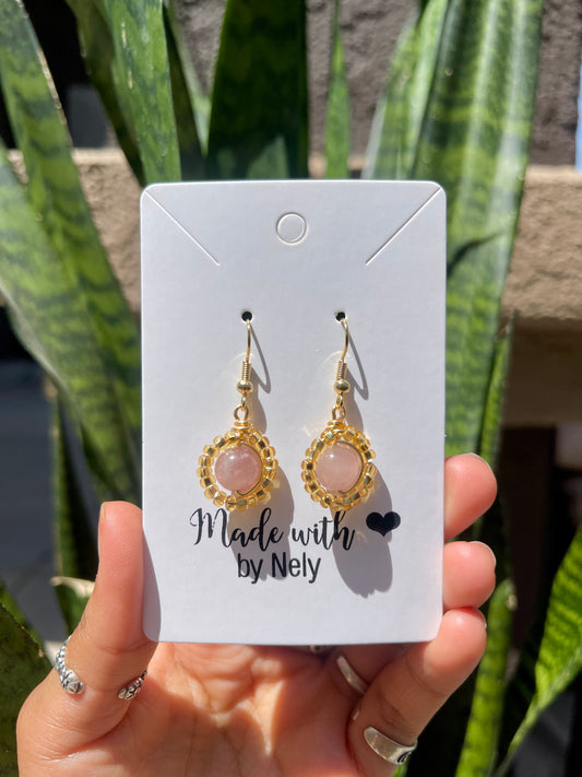 Rose Quartz Sun Earrings