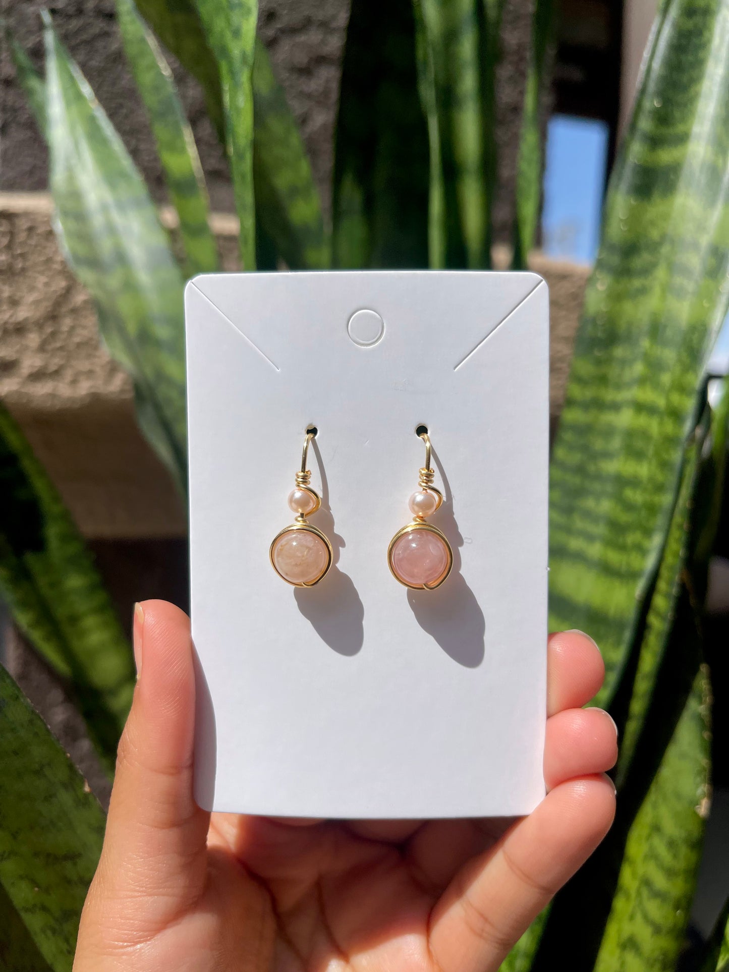 Rose Quartz Teardrop Earrings