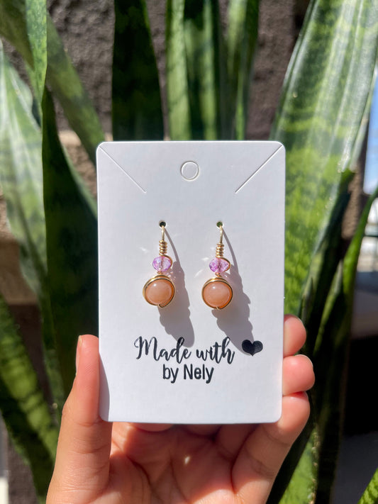 Peach Moonstone Teardrop Earrings