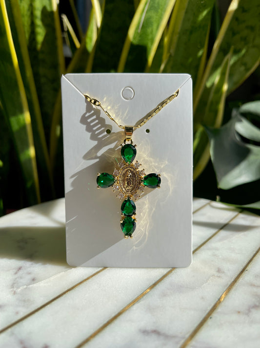 Green Virgin Mary Cross