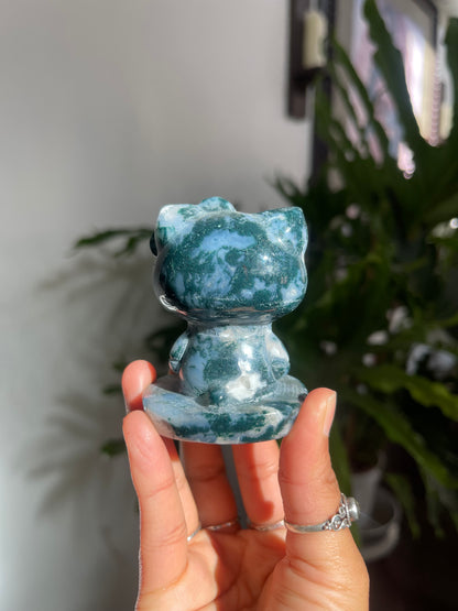 Moss Agate Hello Kitty