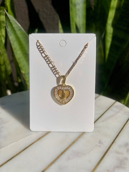 Virgin Mary Heart Necklace