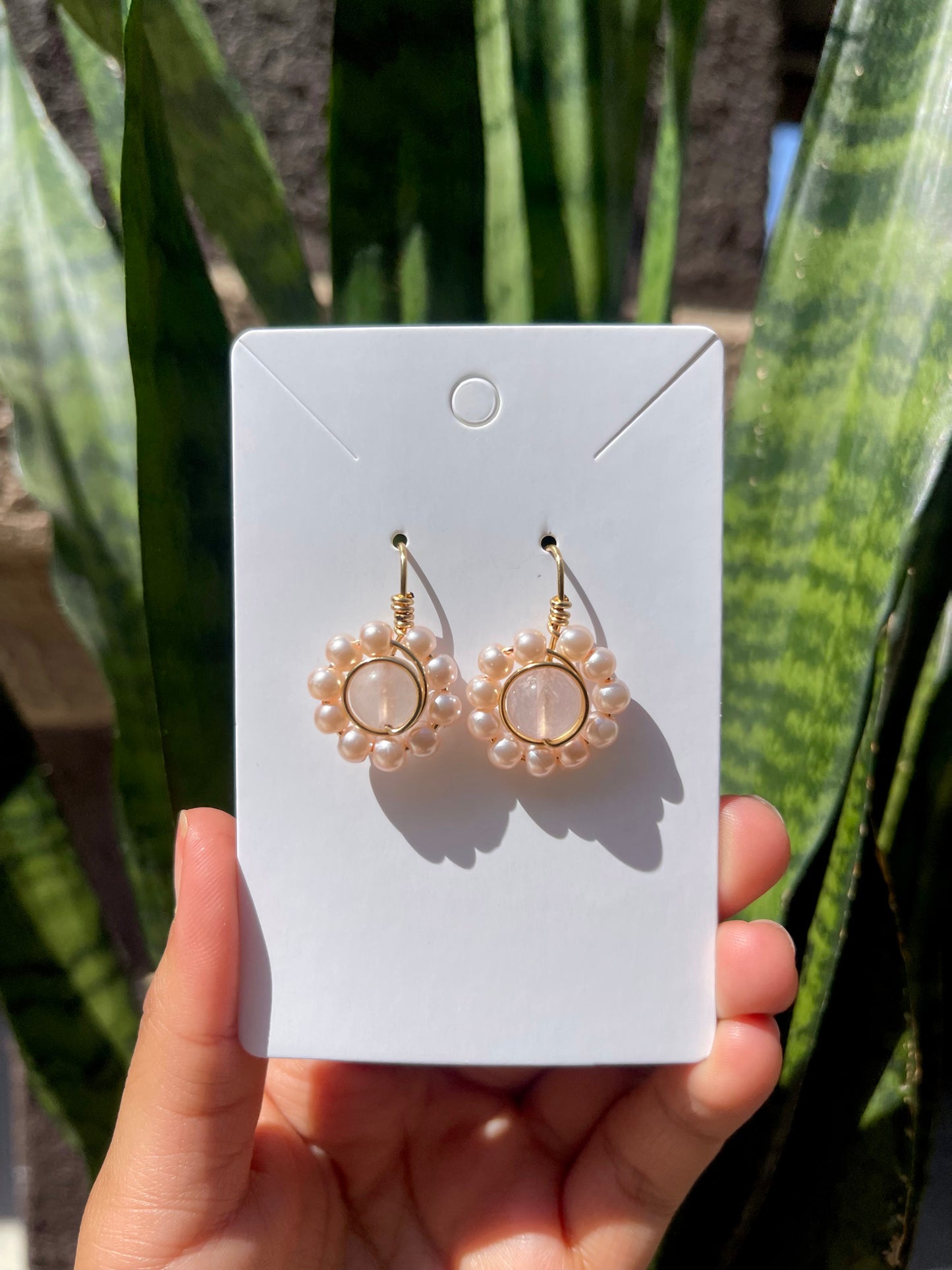 Rose Quartz Sun Earrings