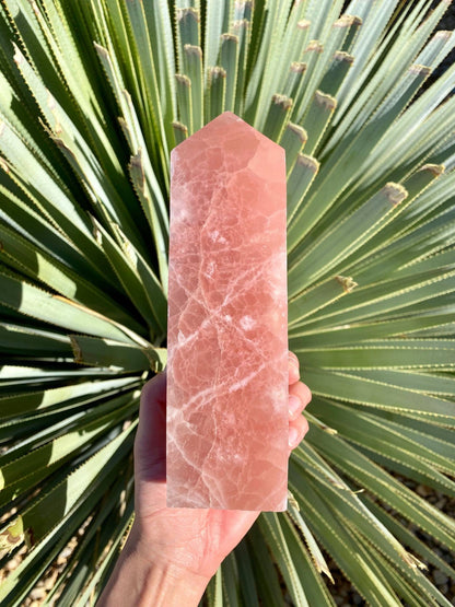 Strawberry Calcite Big Tower 2 lbs 11.6 oz, 6.8 inches