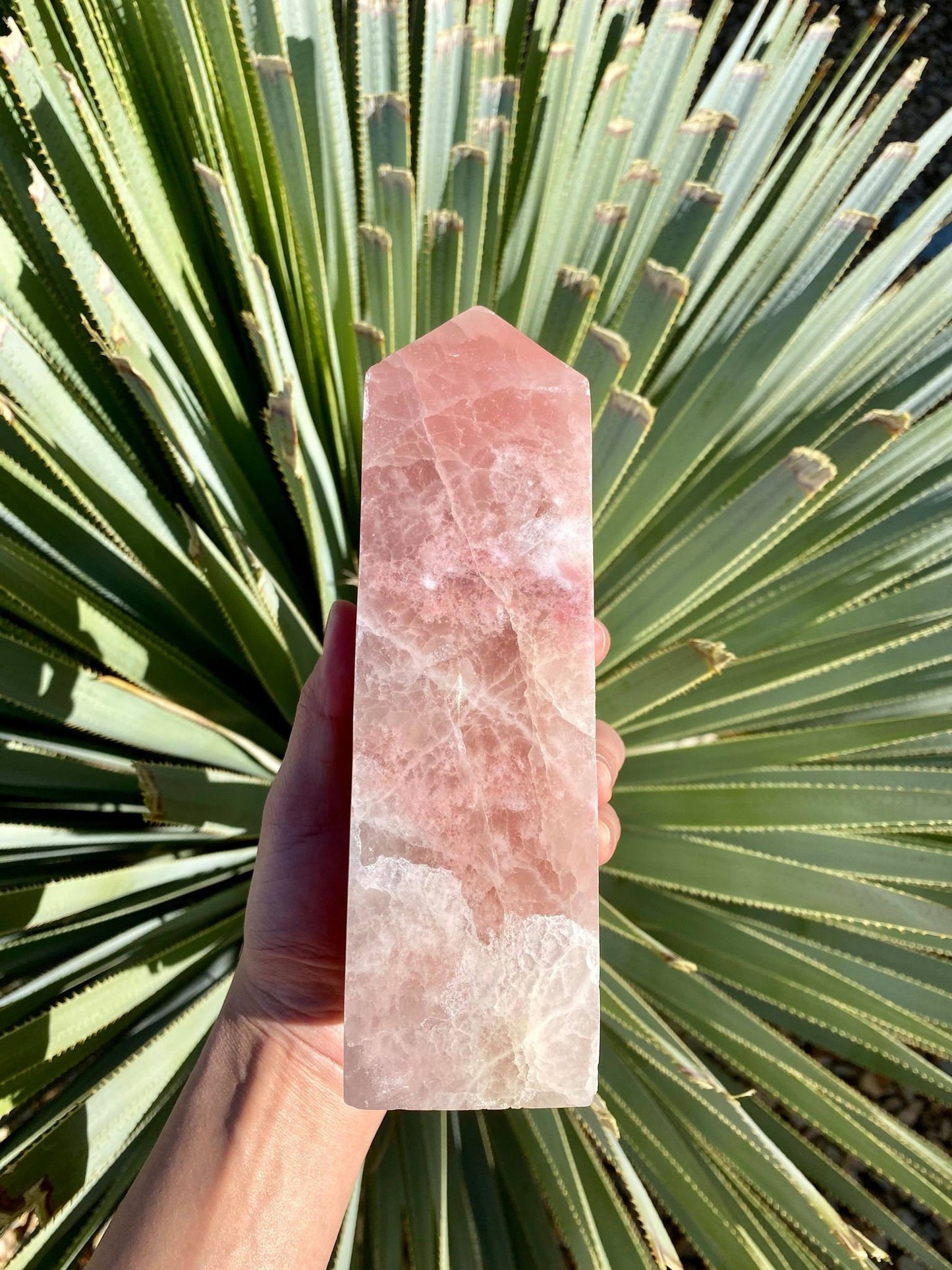 Strawberry Calcite Big Tower 2 lbs 11.6 oz, 6.8 inches