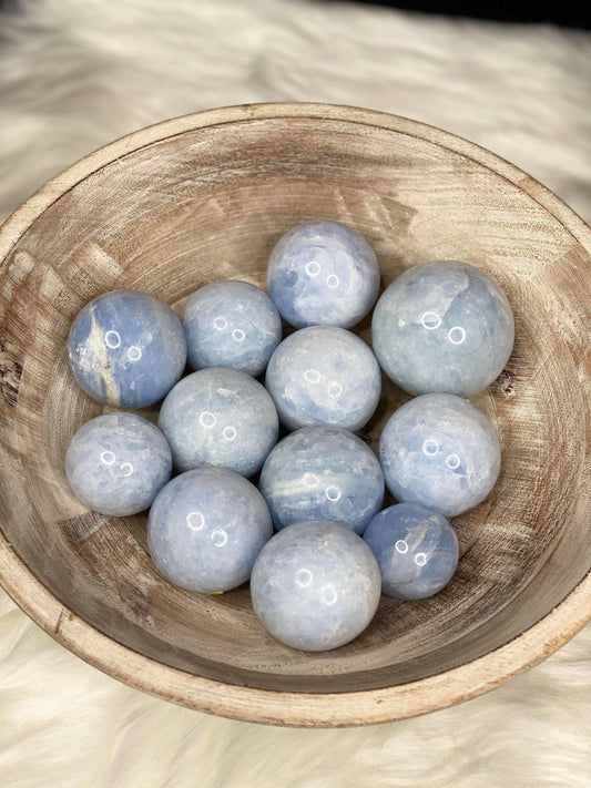 Blue Calcite Spheres Small to Medium Size