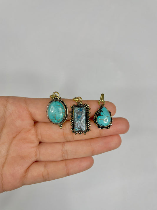 Turquoise Golden Pendants