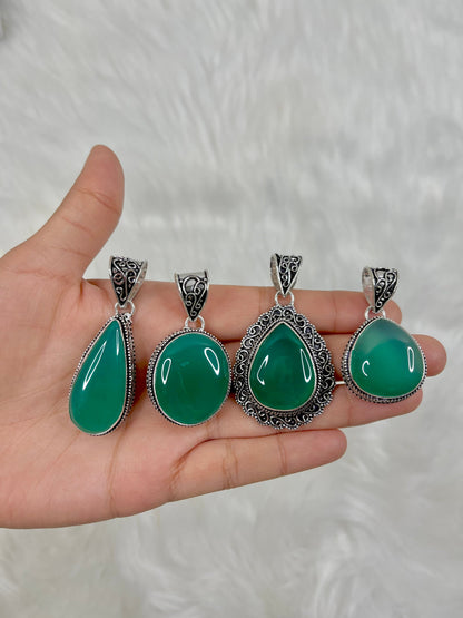 Green Onyx Detailed Pendants