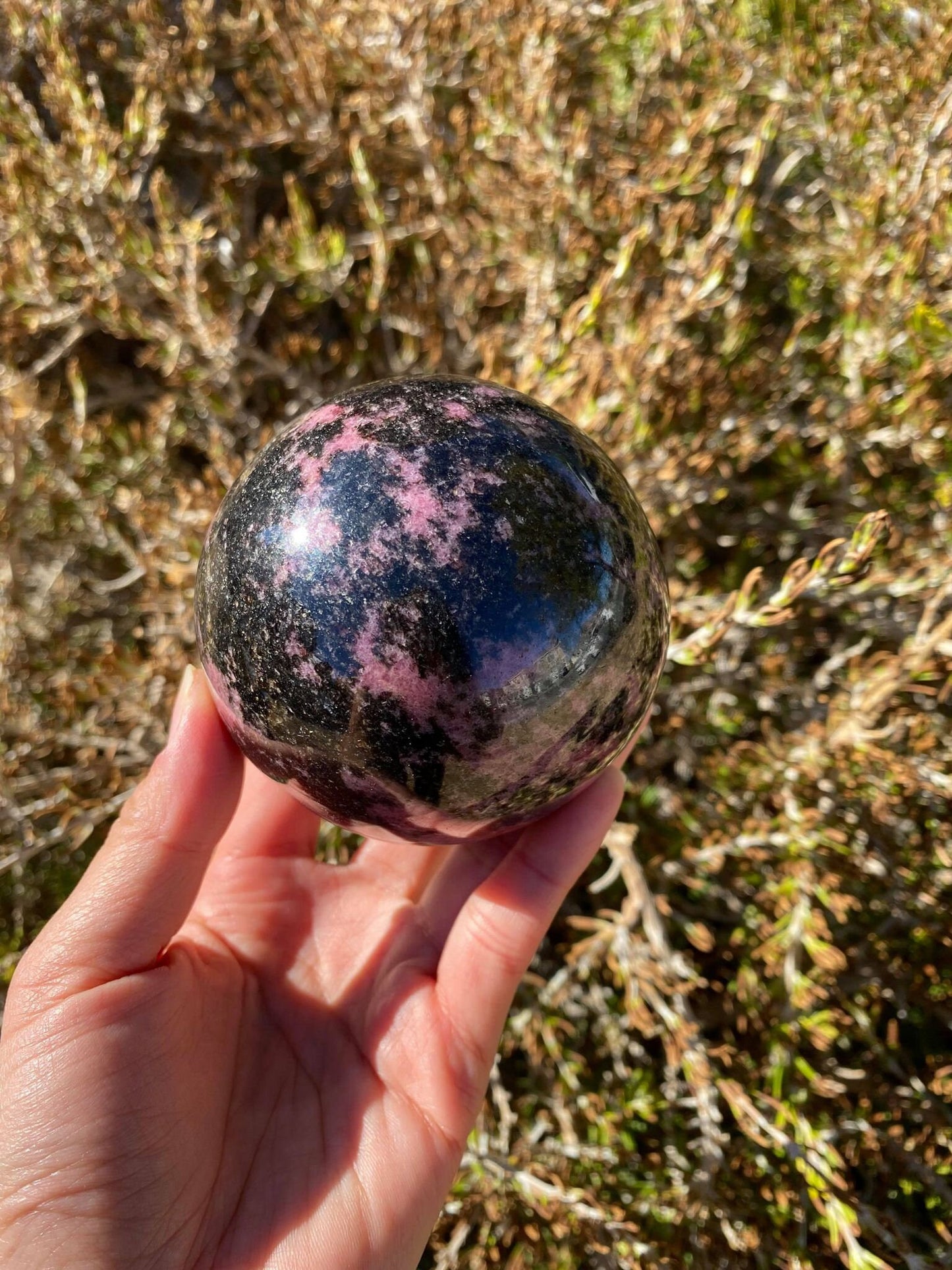 Rhodonite Sphere 1 lb 14.8 oz