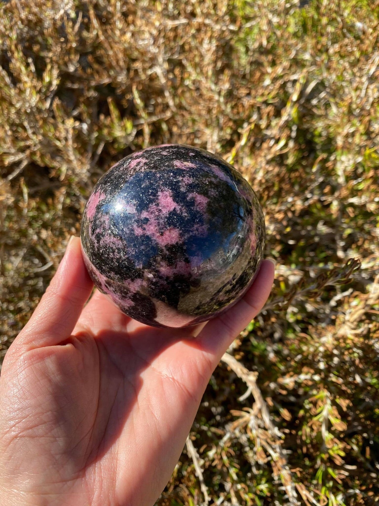 Rhodonite Sphere 1 lb 14.8 oz