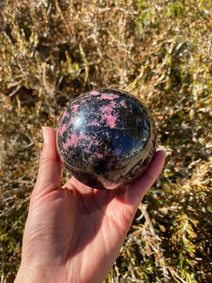 Rhodonite Sphere 1 lb 14.8 oz