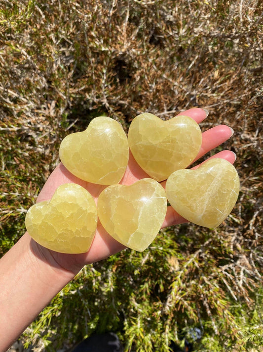 Lemon Calcite Heart