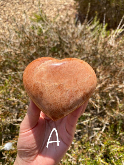 Peach Moonstone Large Heart