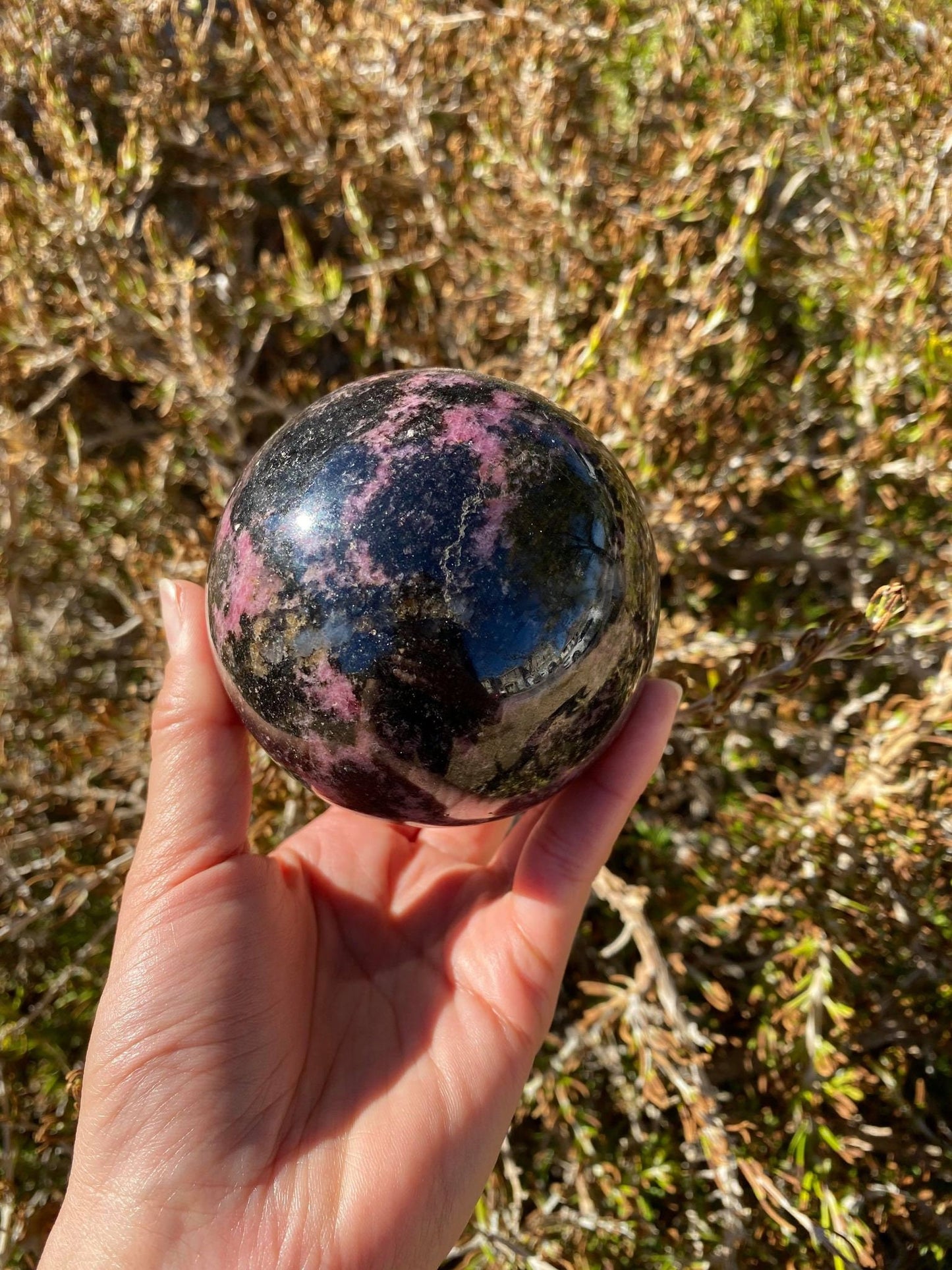 Rhodonite Sphere 1 lb 14.8 oz