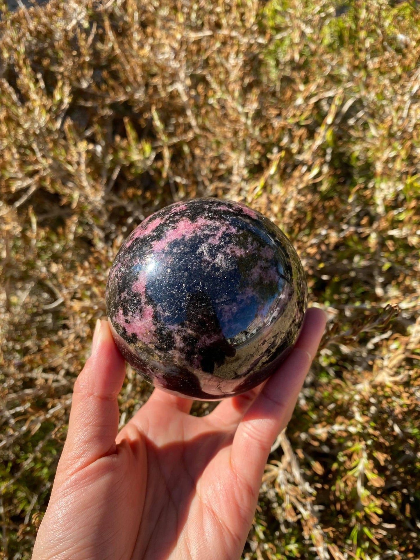 Rhodonite Sphere 1 lb 14.8 oz