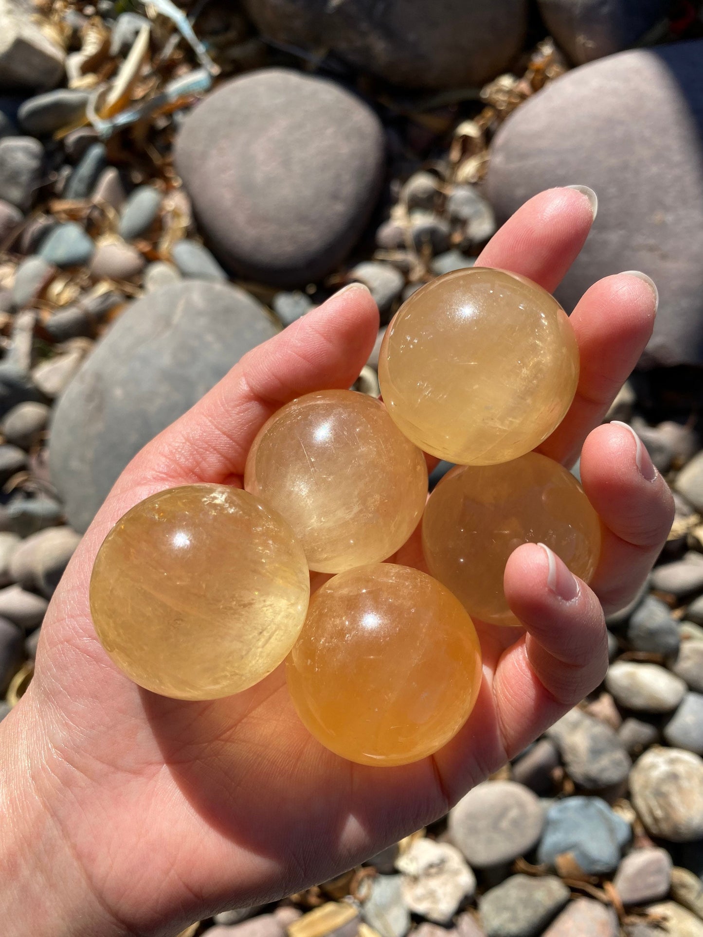 Honey Calcite Spheres