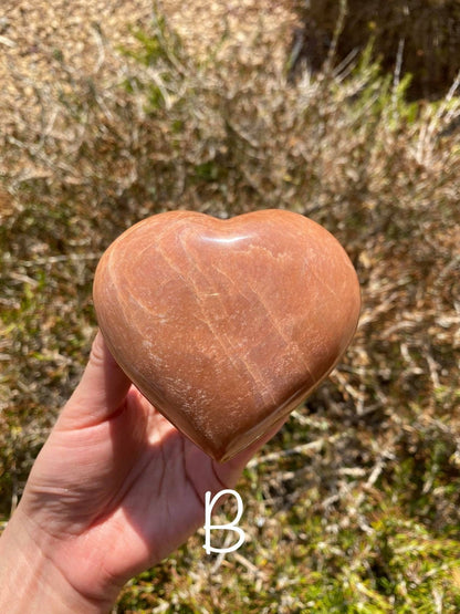 Peach Moonstone Large Heart