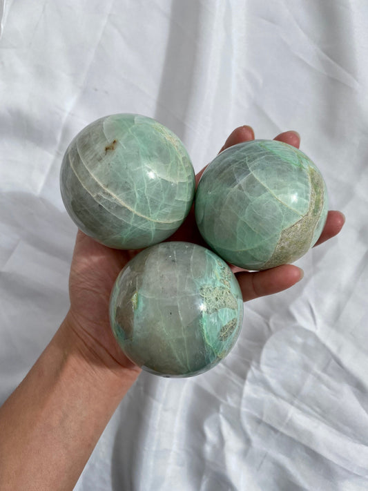 Green Moonstone Spheres