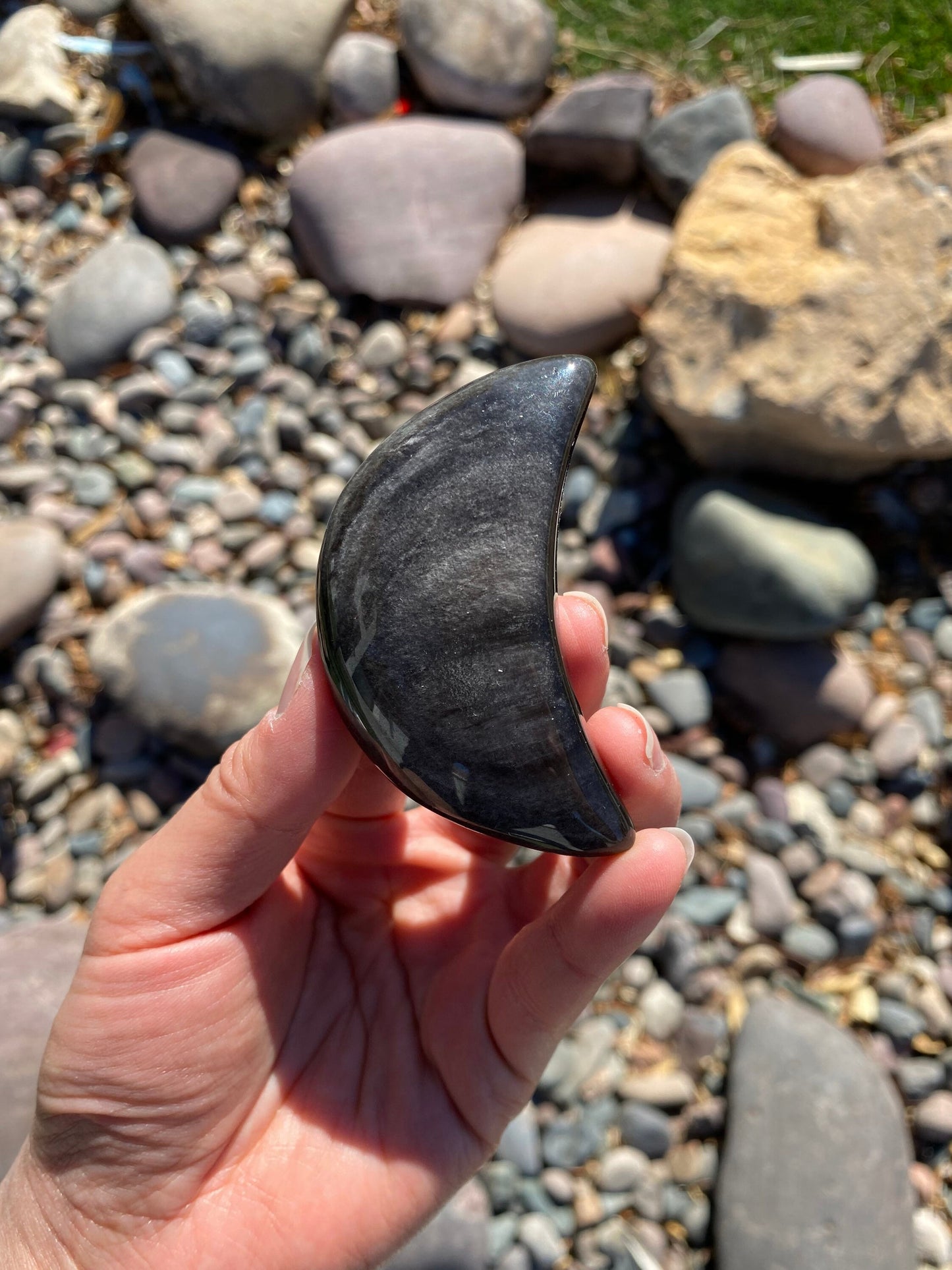 Silver Sheen Obsidian Moons