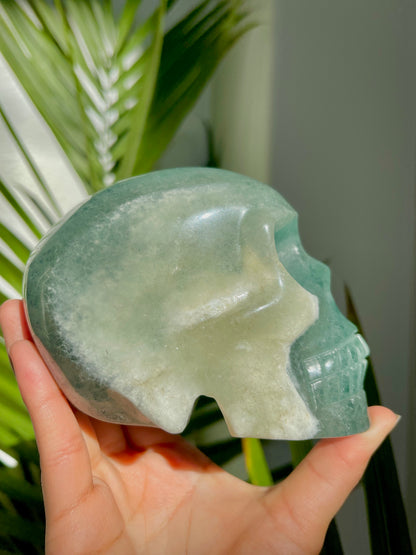 Blue Fluorite Skull W/ Heart Eyes