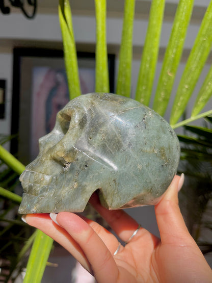 Labradorite Skull W/ Heart Eyes