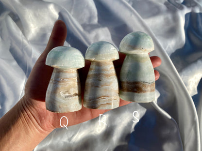 Blue Caribbean Calcite Mushroom Carving