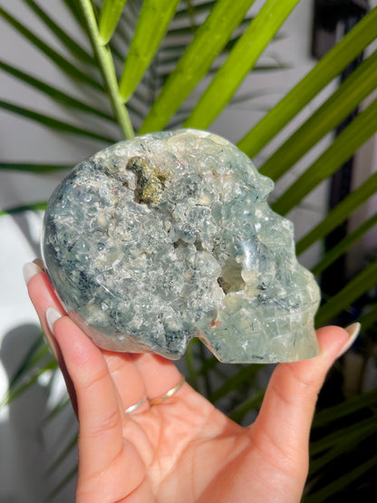 Prehnite Skull