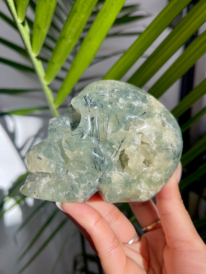 Prehnite Skull