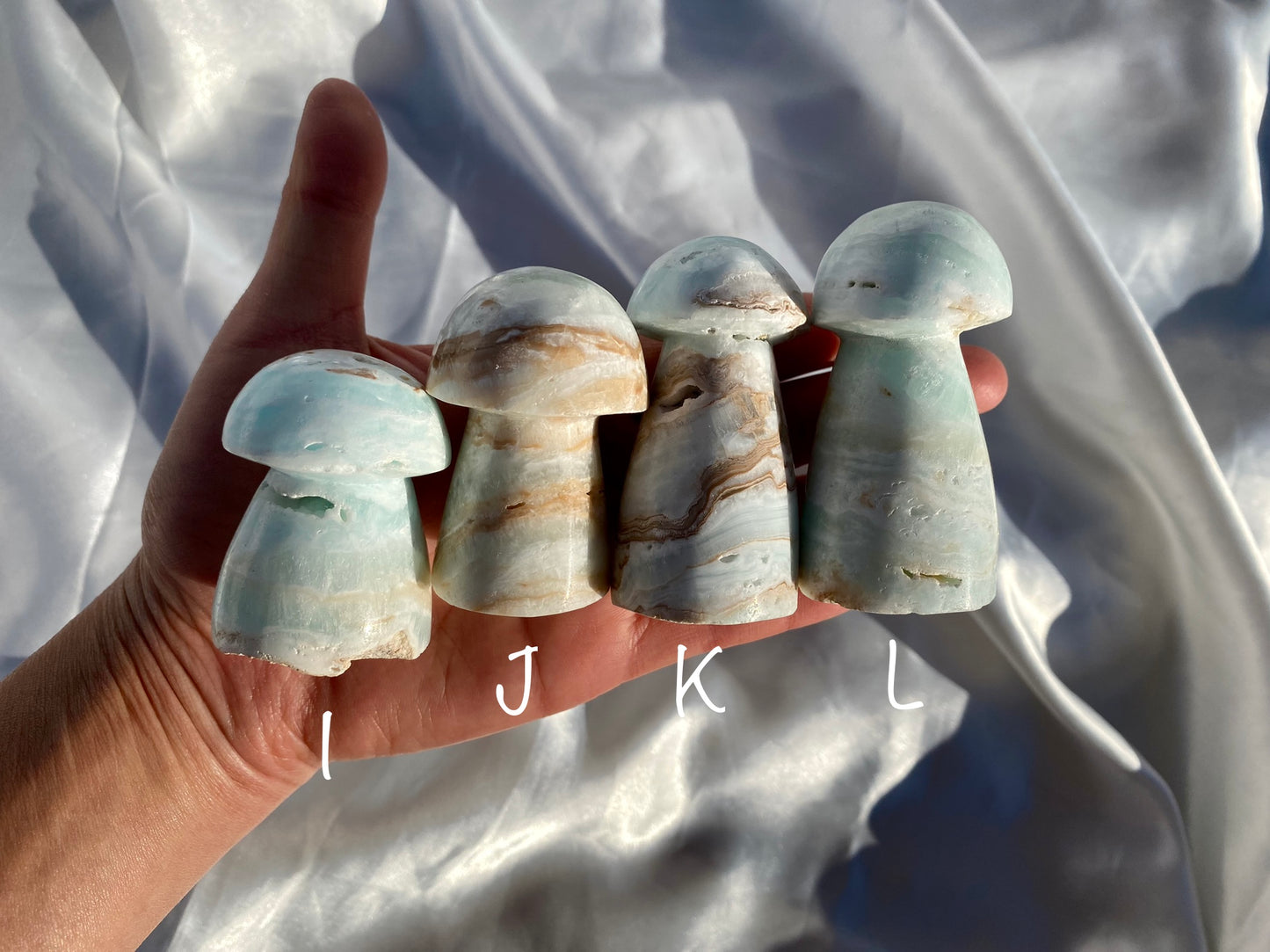 Blue Caribbean Calcite Mushroom Carving